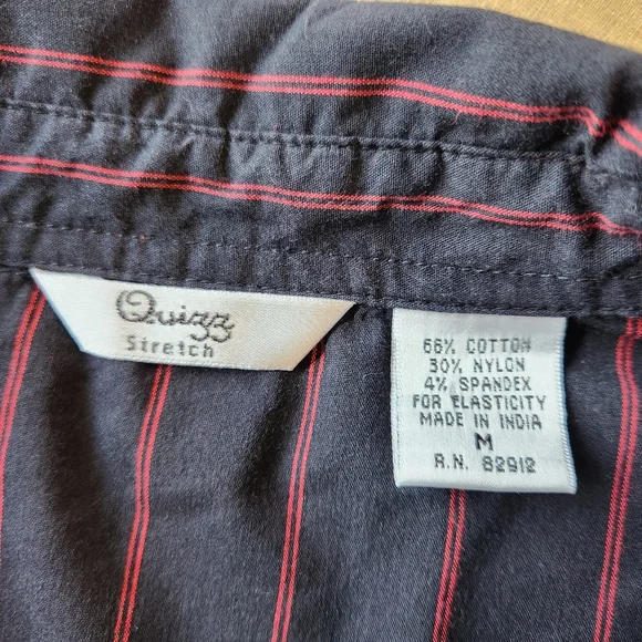 QUIZZ STRETCH WOMEN'S BLACK WITH RED STRIPES BLOUSE SIZE M - Picture 2 of 5